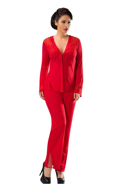 Kırmızı Penye Pijama Takımı - 1581