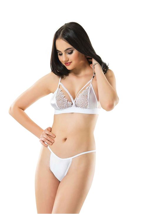 Beyaz Dantelli Sütyen Takım - 6590