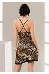 Leopar Desenli Saten Gecelik - 1460