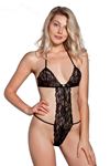 Siyah Dantelli Bodysuit - 961
