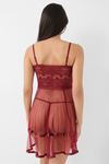 Burgundy Chiffon Pleated Nightgown-835