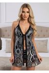 Patterned Satin Nightgown