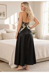 Siyah Dantelli Saten Gecelik - 086